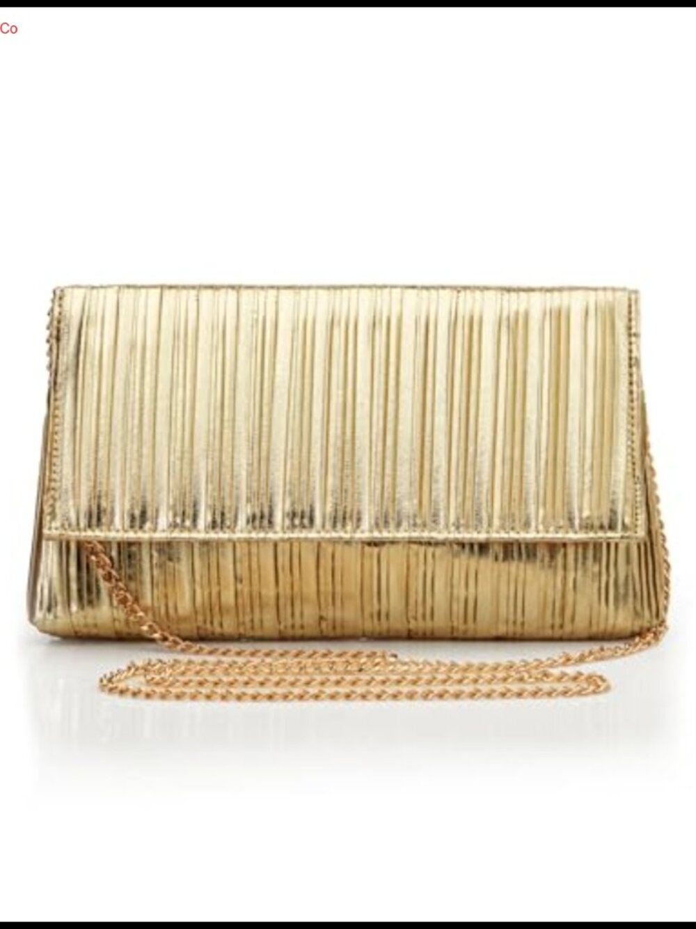 Gold Pleated Flap Clutch Evening Bag with Chain for Party Wedding
